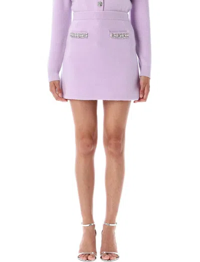 Self-portrait Self Portrait Lilac Stretch Viscose Blend Mini Skirt In Purple