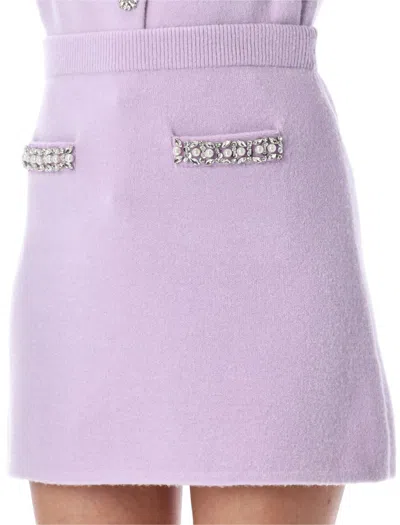 Self-portrait Self Portrait Lilac Stretch Viscose Blend Mini Skirt In Purple