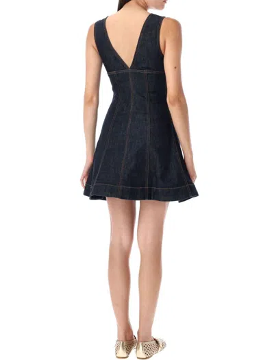 Self-portrait Navy Blue Dress With Bustier Neckline And Zip Detail In Blue