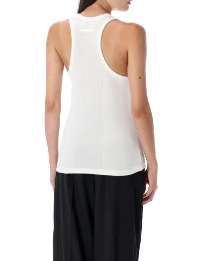 Jean Paul Gaultier Ribbed Texture Sleeveless Tank Top With Double Buckle Hardware In White