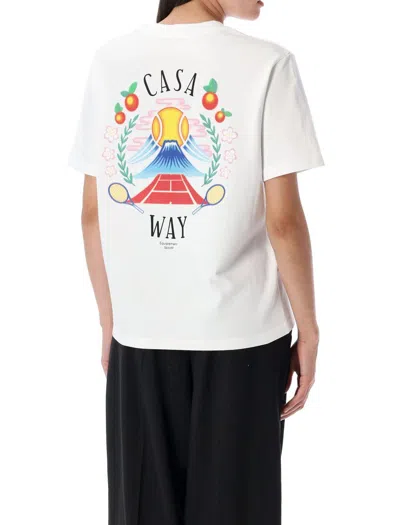 Casablanca Crew Neck Cotton T-shirt With Graphic Print In White