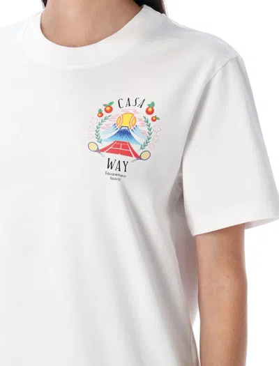 Casablanca Crew Neck Cotton T-shirt With Graphic Print In White