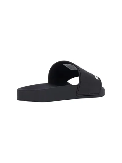 Balenciaga Black Sandals With Maxi Contrasting Logo In Tech Fabric Man
