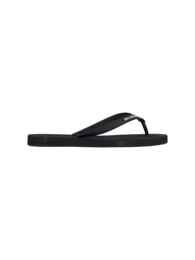 Balenciaga Heeled Sandals With Flat Sole And Open Toe In Black