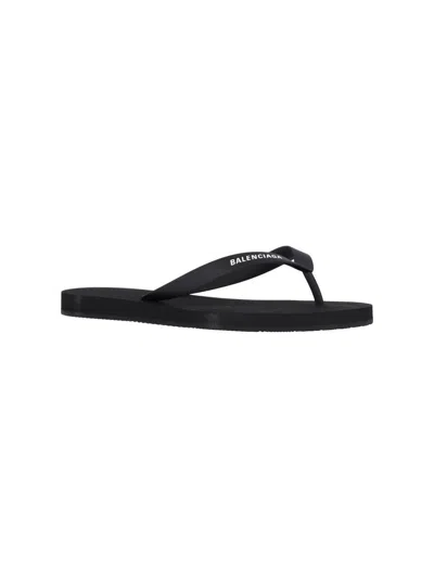Balenciaga Heeled Sandals With Flat Sole And Open Toe In Black