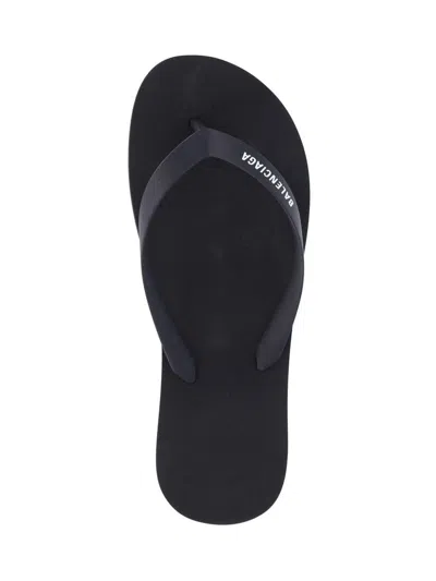 Balenciaga Heeled Sandals With Flat Sole And Open Toe In Black