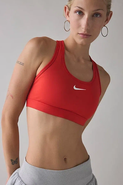 Nike Swoosh Medium Support Sports Bra In University Red, Women's At Urban Outfitters
