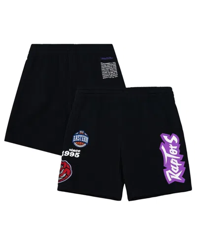 Mitchell & Ness Men's Black Toronto Raptors Team Origins Fleece Shorts In Black
