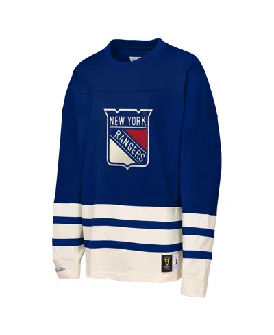 Mitchell & Ness Big Boys And Girls Blue New York Rangers Chainstitch Heavyweight Long Sleeve T-shirt In Blue