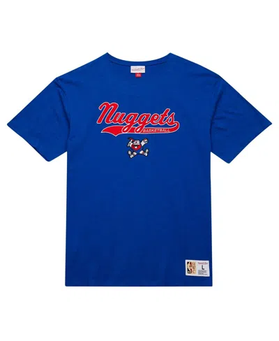 Mitchell & Ness Men's Royal Denver Nuggets Hardwood Classics Felt Applique Slub T-shirt In Blue