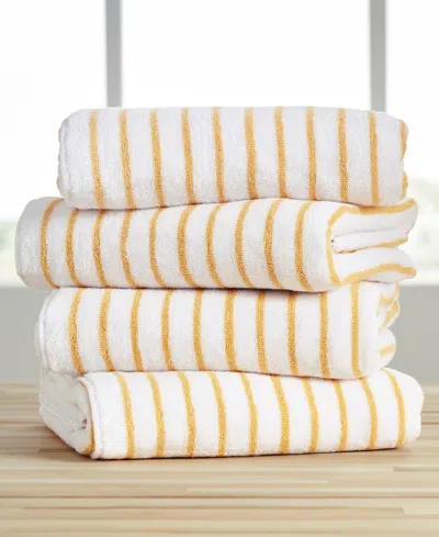Ienjoy Home Cabana Stripe Cotton Beach Towels Set, 30" X 70" In Yellow
