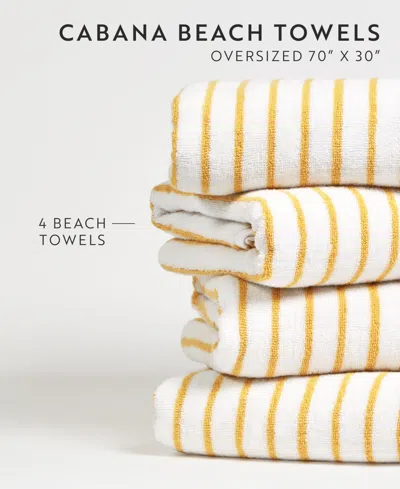 Ienjoy Home Cabana Stripe Cotton Beach Towels Set, 30" X 70" In Yellow