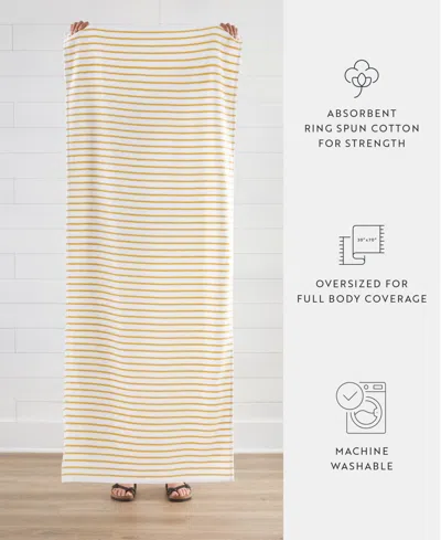 Ienjoy Home Cabana Stripe Cotton Beach Towels Set, 30" X 70" In Yellow