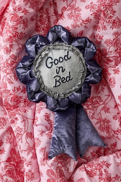 Urban Outfitters Trophy Ribbon Shape Velvet Throw Pillow In Good In Bed At
