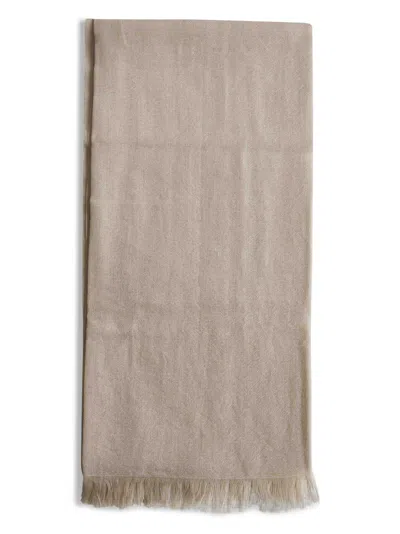 Brunello Cucinelli Women Beige Cashmere And Silk Scarf In Brown