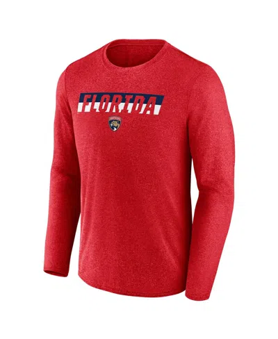 Fanatics Men's Heather Red Florida Panthers Transition Long Sleeve T-shirt In Red