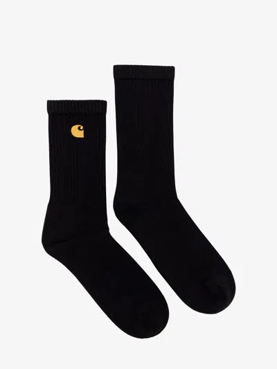 Carhartt Cotton Socks With Embroidered Logo In Black