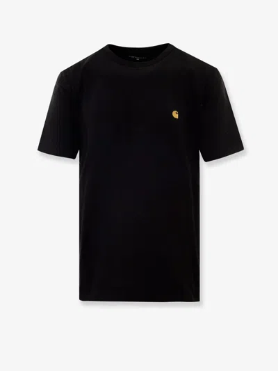 Carhartt Short Sleeve Chase T Shirt Dark Navy Gold In Black