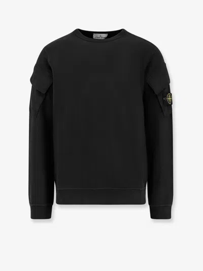 Stone Island Men Grey Cotton Crewneck Sweatshirt In Green