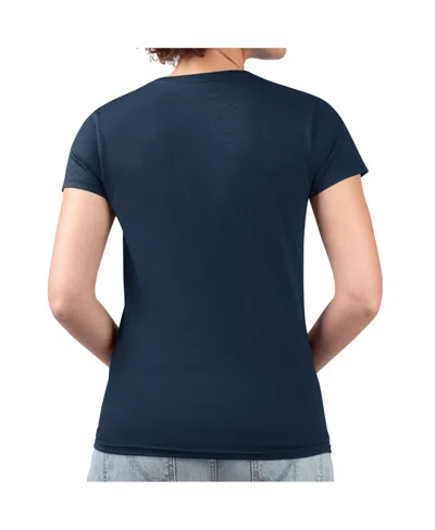 G-iii 4her By Carl Banks Women's Navy Detroit Tigers Collage Team Graphic V-neck Fitted T-shirt In Blue