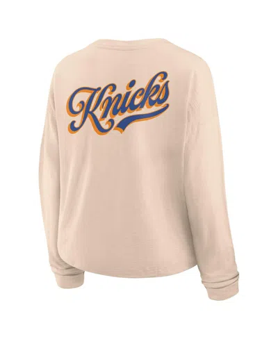 Fanatics Women's Natural New York Knicks Boxed Out Drop Fashion Long Sleeve T-shirt In Neutral