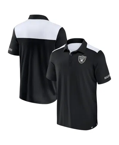 Fanatics Men's Black/white Las Vegas Raiders Color Block Polo Shirt In Black
