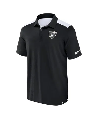 Fanatics Men's Black/white Las Vegas Raiders Color Block Polo Shirt In Black