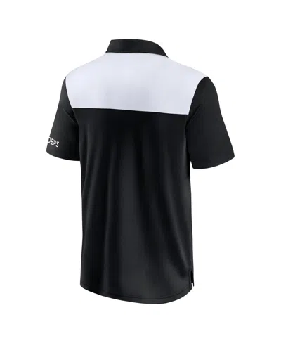 Fanatics Men's Black/white Las Vegas Raiders Color Block Polo Shirt In Black