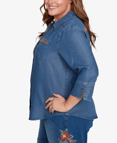 Alfred Dunner Plus Size Embroidered Butterfly Top