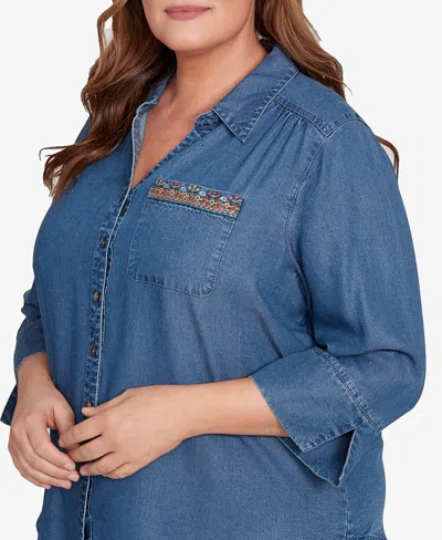 Alfred Dunner Plus Size Embroidered Butterfly Top
