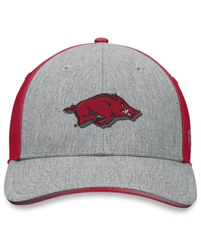 Top Of The World Men's Heather Gray/cardinal Arkansas Razorbacks Merge Flex Hat