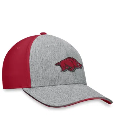 Top Of The World Men's Heather Gray/cardinal Arkansas Razorbacks Merge Flex Hat