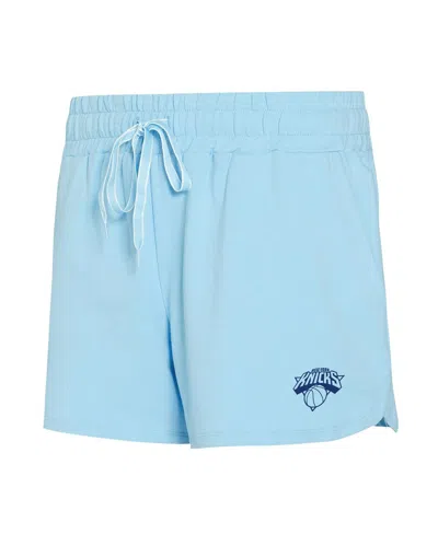 Concepts Sport Women's 2-piece Light Blue New York Knicks Elevation Tri-blend Long Sleeve T-shirt And Shorts Set In Blue