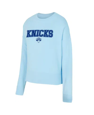 Concepts Sport Women's 2-piece Light Blue New York Knicks Elevation Tri-blend Long Sleeve T-shirt And Shorts Set In Blue