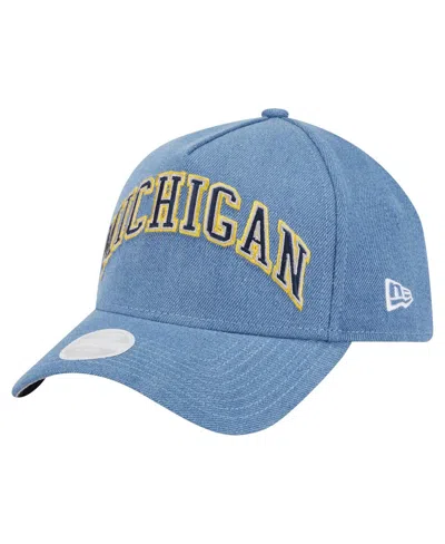 New Era Women's Denim Michigan Wolverines A-frame 9forty Adjustable Hat