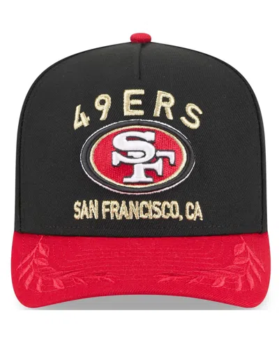 New Era Big Boys And Girls Black/scarlet San Francisco 49ers 2025 Nfl Draft A-frame 9fifty Snapback Hat In Black