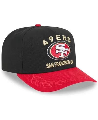 New Era Big Boys And Girls Black/scarlet San Francisco 49ers 2025 Nfl Draft A-frame 9fifty Snapback Hat In Black