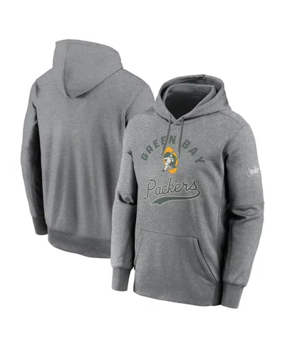 Nike Men's Heather Gray Green Bay Packers Performance Fleece Pullover Hoodie In Gray