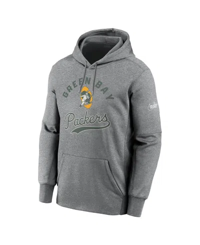 Nike Men's Heather Gray Green Bay Packers Performance Fleece Pullover Hoodie In Gray