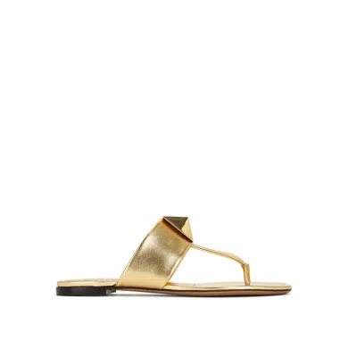Valentino Garavani Roman Stud Flat Sandals Women In Gold