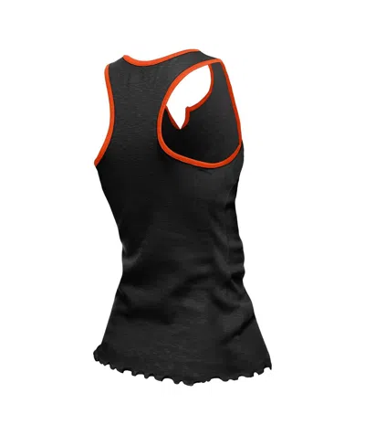 New Era Women's Black Cincinnati Bengals Lettuce Hem Notch Neck Tri-blend Tank Top In Black