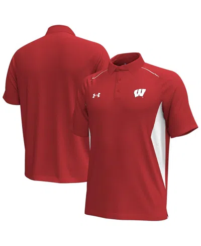 Under Armour Red Wisconsin Badgers Title Performance Polo In Red