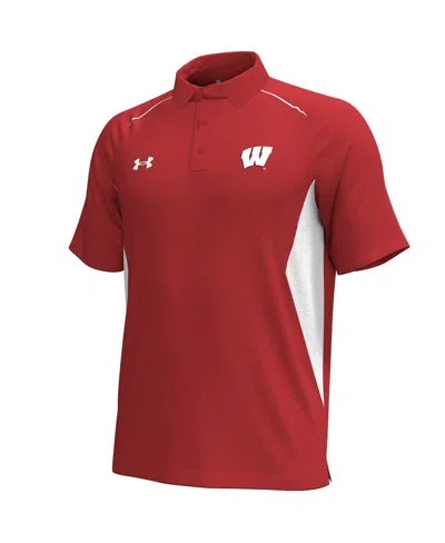 Under Armour Red Wisconsin Badgers Title Performance Polo In Red