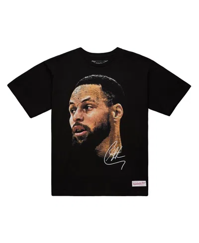 Mitchell & Ness Men's And Women's Men's Stephen Curry Black Nba Real Big Face Player T-shirt In Black