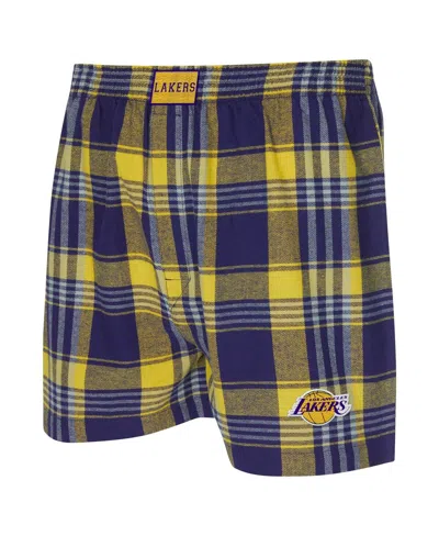 Concepts Sport Purple Los Angeles Lakers Region Flannel Boxer Short In Multi