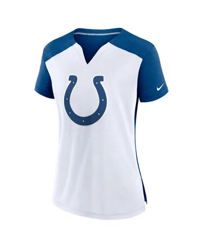 Nike Women'sâ White/royal Indianapolis Colts Impact Exceed Performance Notch Neck T-shirt In Blue
