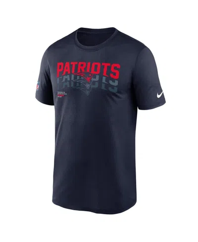 Nike Men's Navy New England Patriots Wordmark Block Sideline Legend Performance T-shirt In Blue