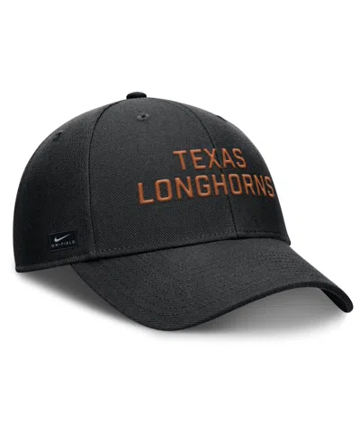 Nike Men's Black Texas Longhorns Rise Practice Adjustable Hat In Black