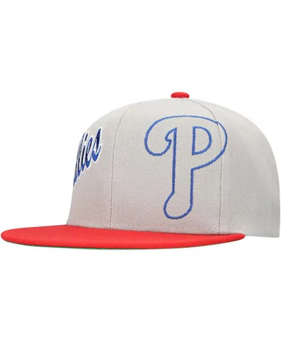 Mitchell & Ness Men's Gray Philadelphia Phillies Knock Out Panel Snapback Hat