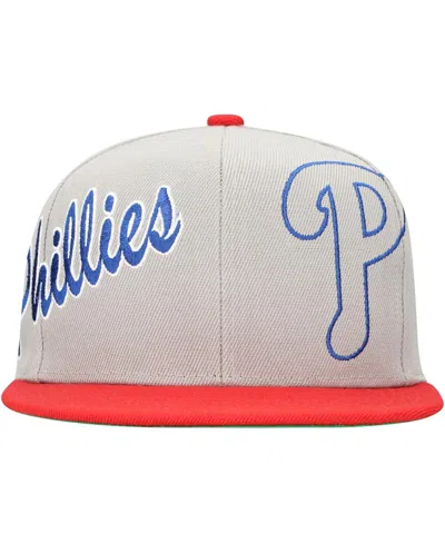 Mitchell & Ness Men's Gray Philadelphia Phillies Knock Out Panel Snapback Hat